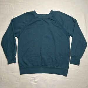 Prana Women’s Hemp Blend Crew Neck Pullover Sweater Sweatshirt Teal Green Size M